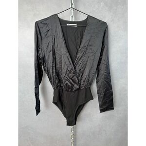 Reformation Bodysuit‎ Silk Long Sleeve Wrap Front Elegant Top XS